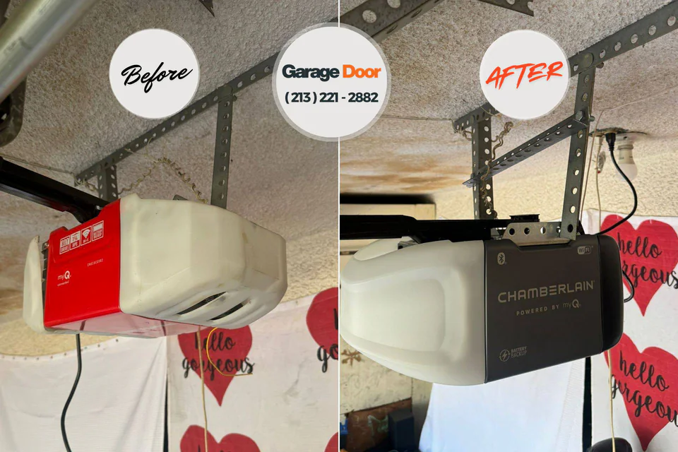 Before and after: garage door repair Rancho Santa Margarita, CA